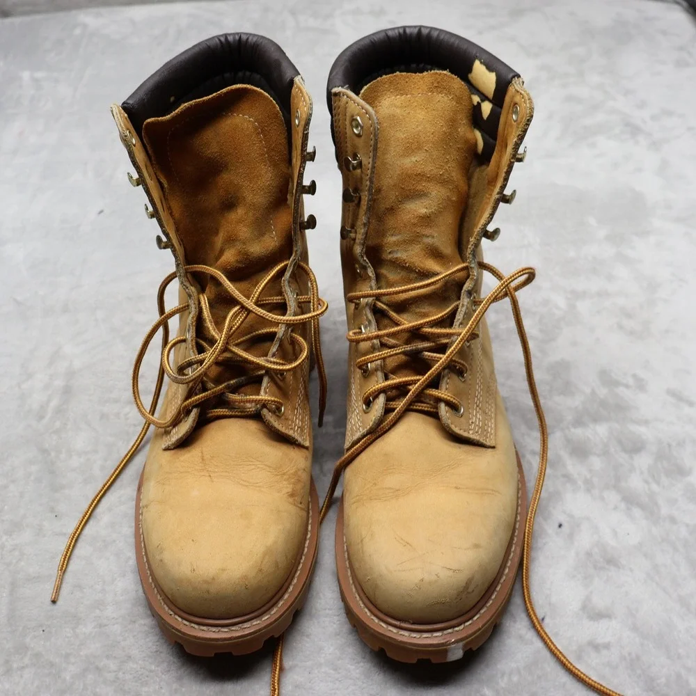 Timberland Mens 12D Work Boots Brown Premium Leather Rugged Waterproof 86005-674